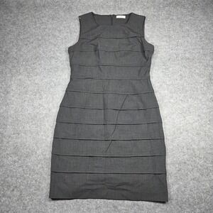 Calvin Klein Dress Women 8 Gray Sleeveless Tiered Sheath Solid